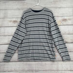 QuikSilver Striped Knit Long Sleeve Thermal Shirt Mens XXL Gray Blue Waterman